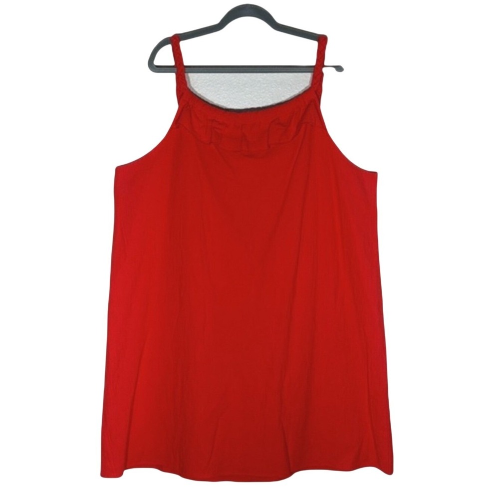 CASUAL LIVING Plus Size 3X Red Braided Strap Ruffle Midi Dress 100% Cotton - Picture 3 of 8